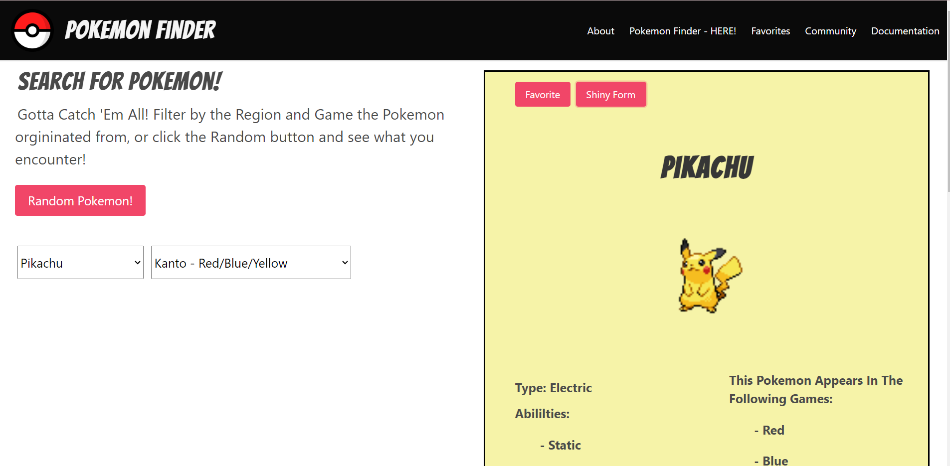 Pokemon Finder App